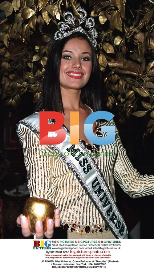 Miss Universe Oxana Fedorova at "Zharptiza" restaurant