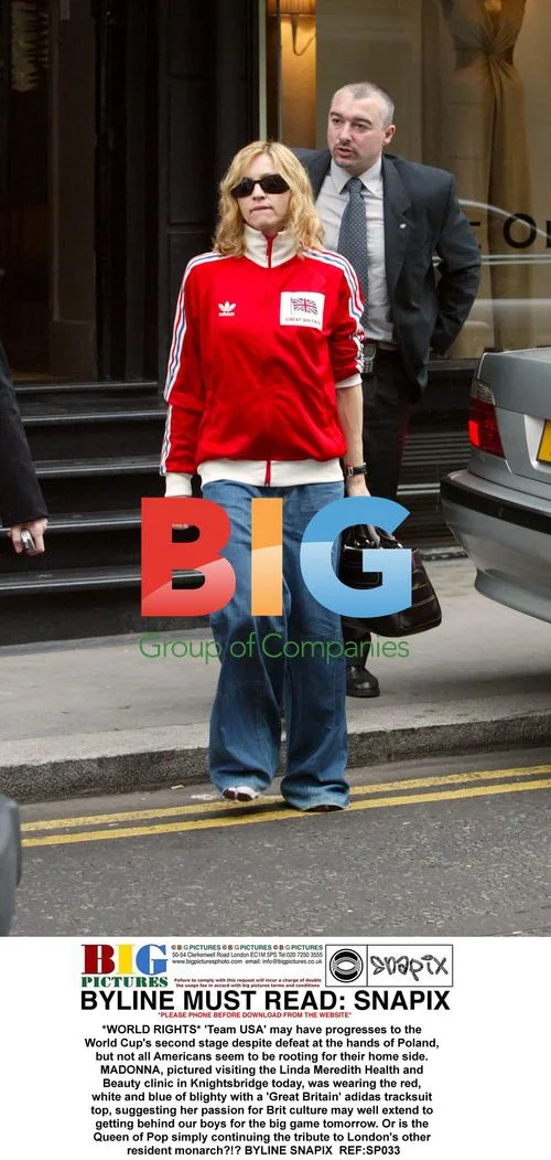 Madonna sports 'Great Britain' tracksuit