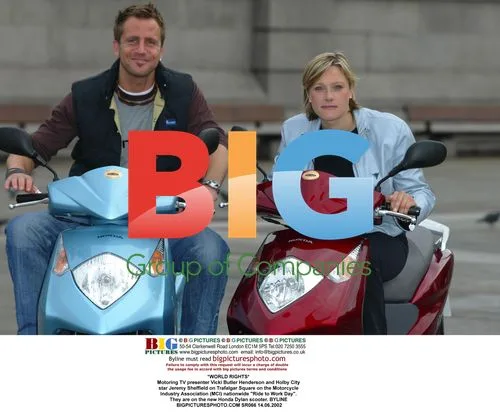 Motoring TV host and actor on scooter in Trafalgar Square