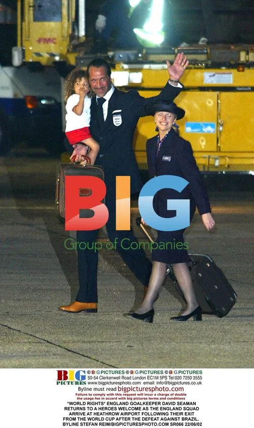 England Goalkeeper David Seaman Arrives at Heathrow