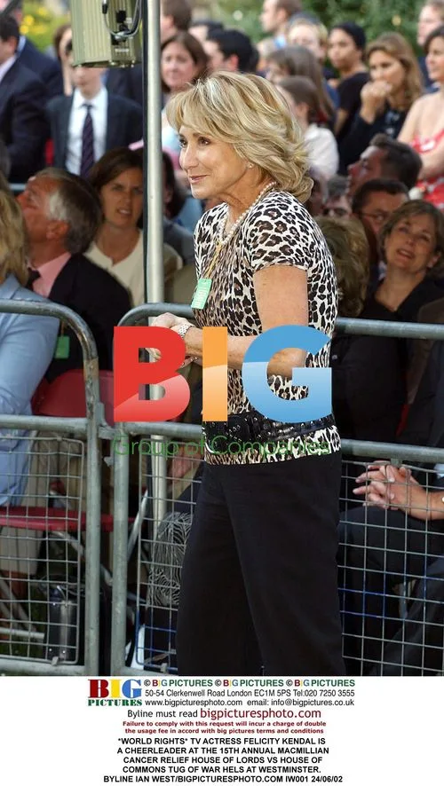 Felicity Kendal as Cheerleader at Tug of War