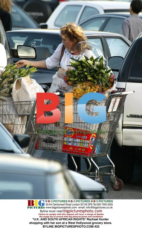 Rachael Hunter shopping with son in West Hollywood