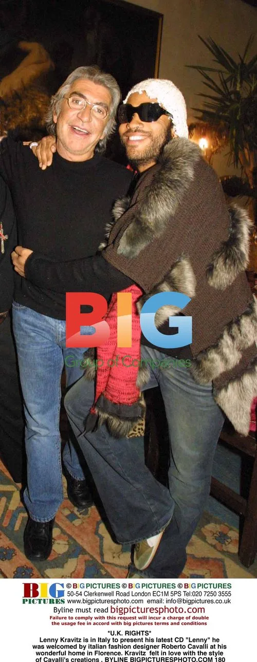Lenny Kravitz Welcomed by Roberto Cavalli in Italy