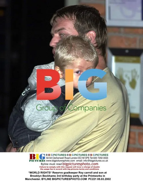 Roy Carroll and son at Brooklyn Beckham's 3rd birthday