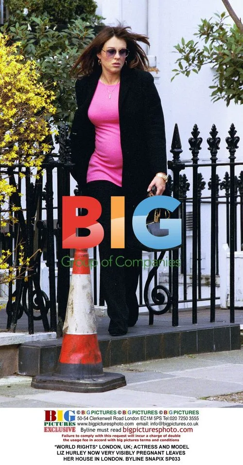 Pregnant Liz Hurley Leaves London Home