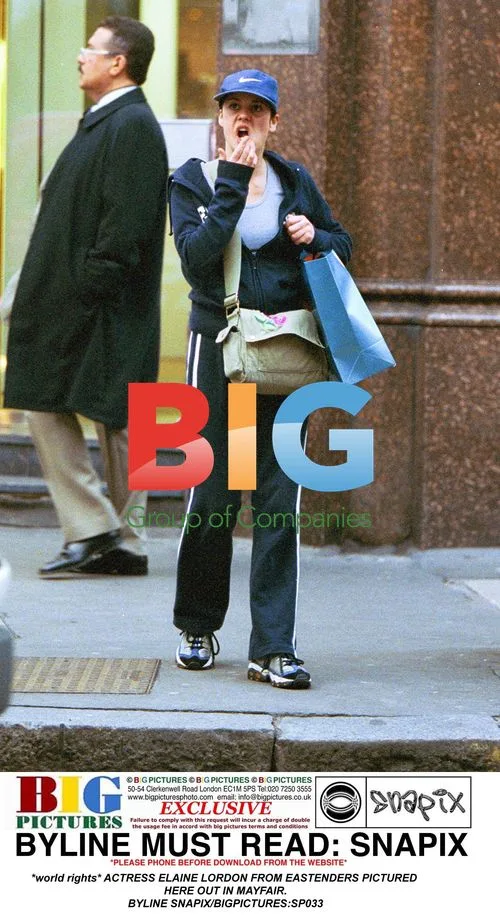 Actress Elaine Lordon out in Mayfair