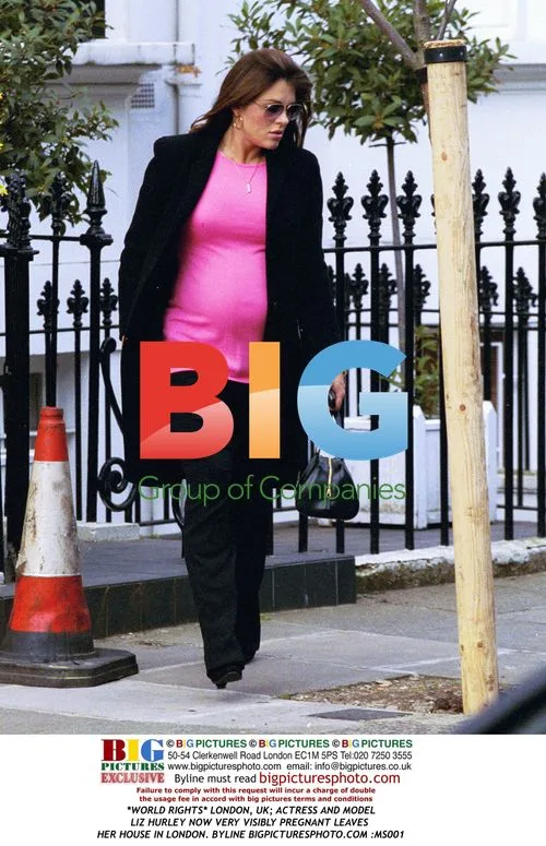 Pregnant Liz Hurley Leaves London Home