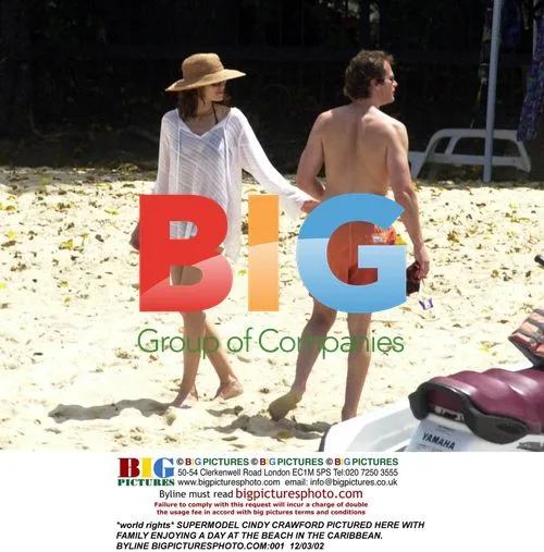 Cindy Crawford and Family at Caribbean Beach