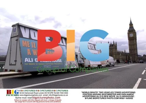 Ali G movie advertising vans in Westminster