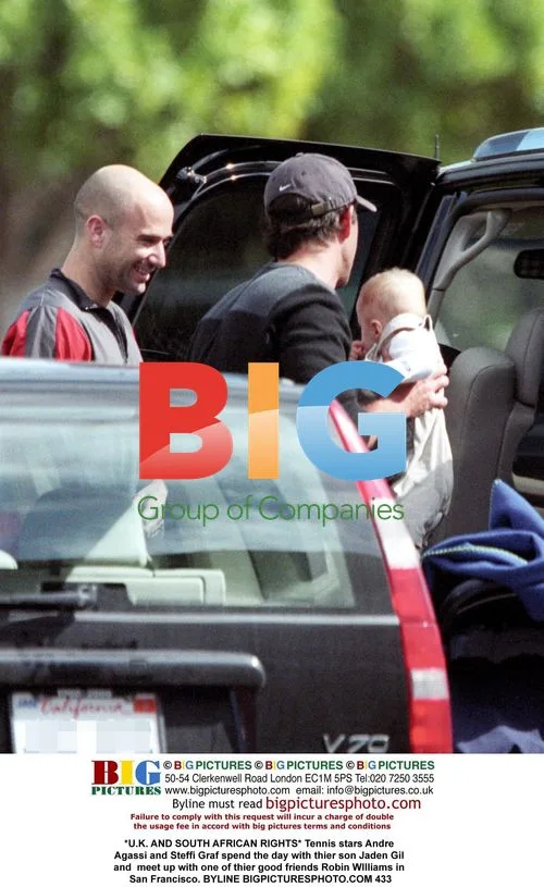 Andre Agassi and Steffi Graf with son Jaden Gil and friend Robin WIlliams