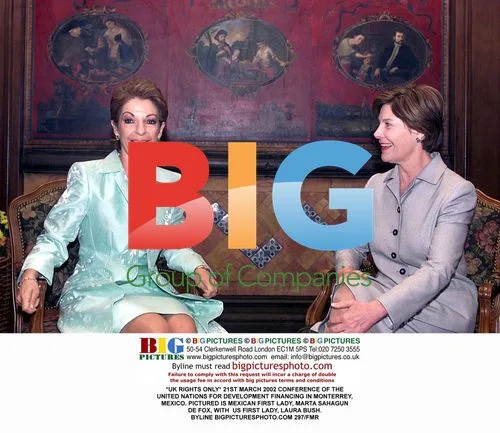 Marta Sahagun de Fox and Laura Bush at UN Conference