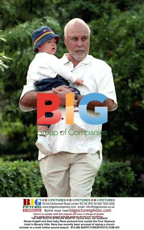 Celine Dion and family outside Beverly Hills hotel