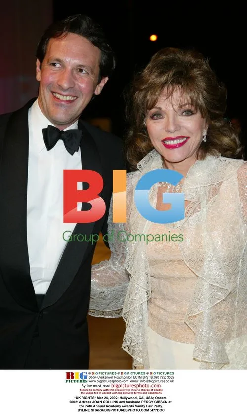 Joan Collins and husband Percy Gibson at Oscars 2002 Vanity Fair Party