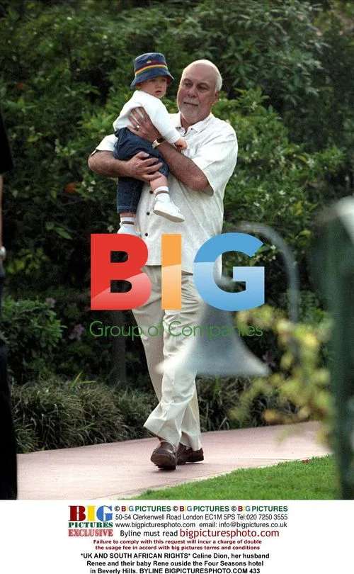 Celine Dion and family outside Four Seasons hotel