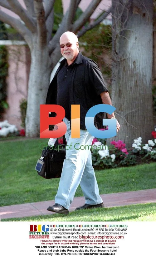 Celine Dion and family outside Beverly Hills hotel