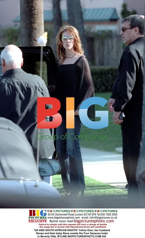 Celine Dion and family outside Four Seasons, Beverly Hills