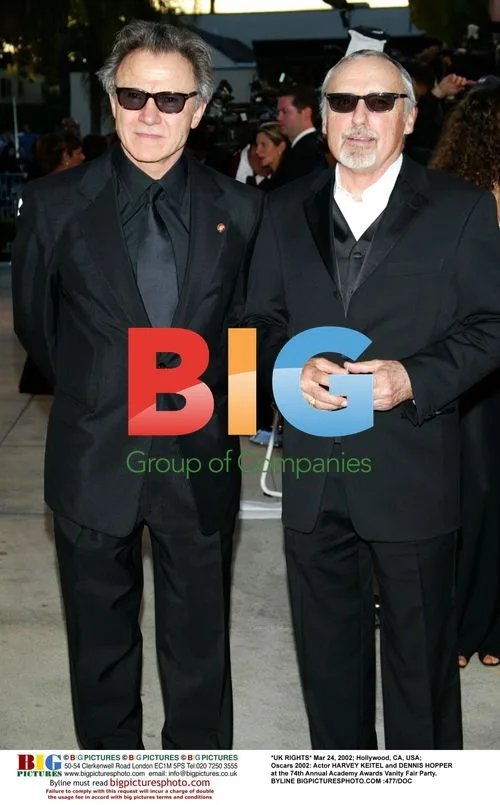 Actors Harvey Keitel and Dennis Hopper at Oscars 2002 Party