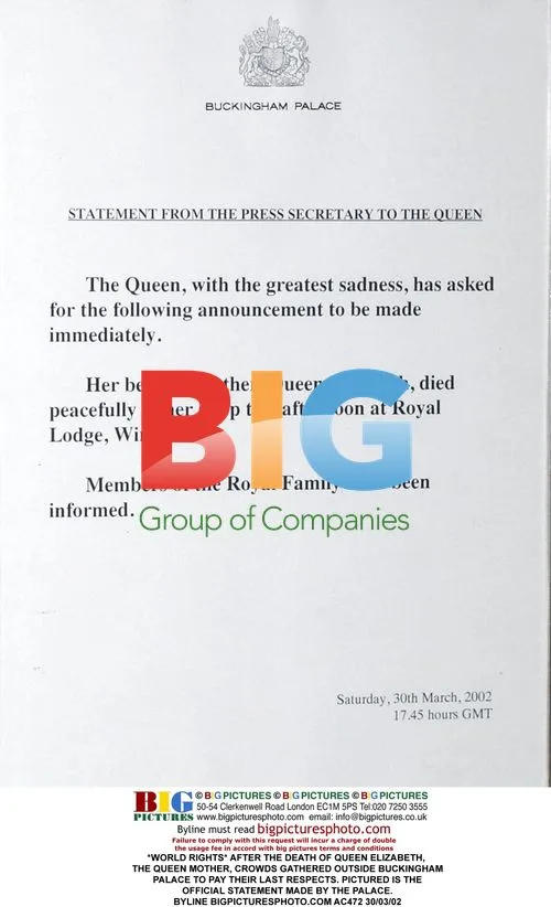 Palace Statement After Queen Mother's Death
