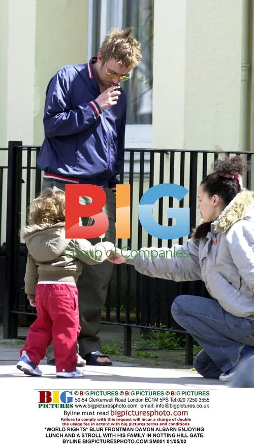 Damon Albarn with family in Notting Hill