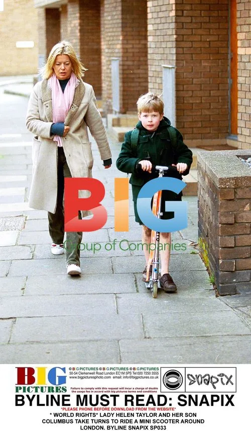 Lady Helen Taylor and Son Ride Scooter in London