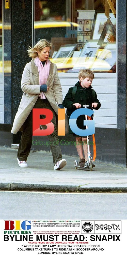 Lady Helen Taylor and son on mini scooter