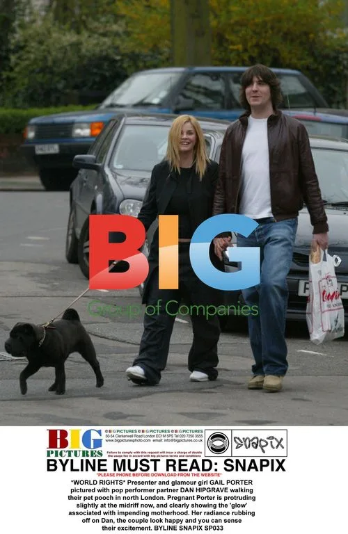 Gail Porter and Dan Hipgrave walking dog in London