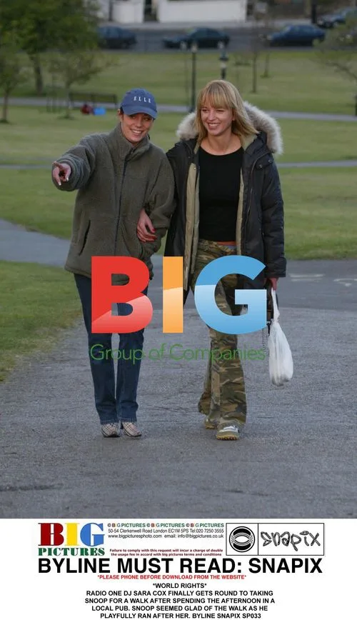 Sara Cox walks Snoop the dog