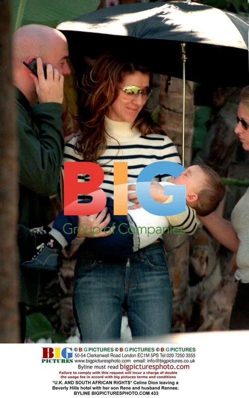 Celine Dion leaves hotel with family
