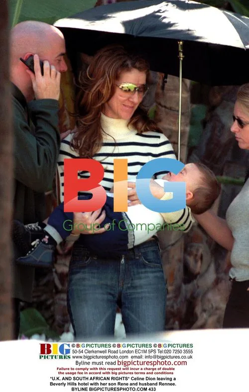 Celine Dion leaves Beverly Hills hotel with family