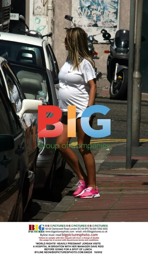 Heavily Pregnant Jordan Visits Hospital in Brighton