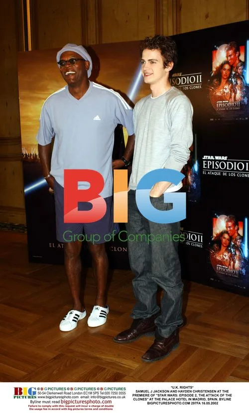 Samuel L. Jackson and Hayden Christensen at "Attack of the Clones" Premiere