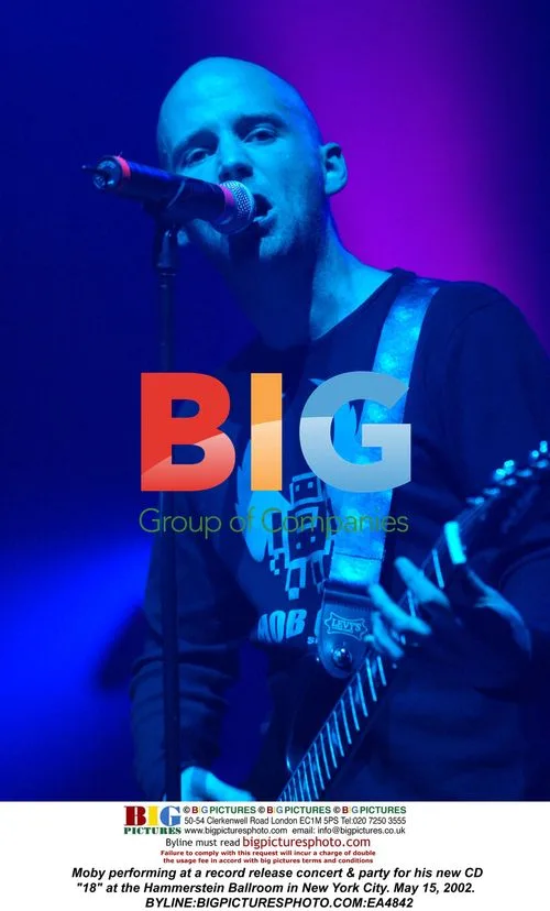 Moby performing at '18' release party, NYC