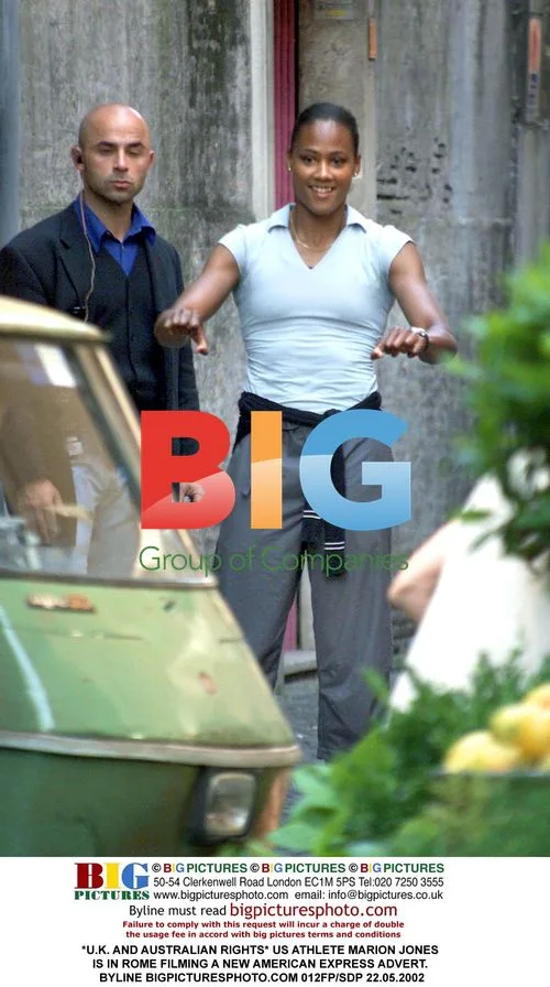 Marion Jones Filming AmEx Ad in Rome