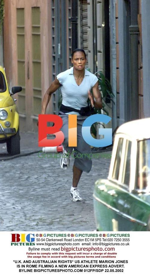 Marion Jones Films American Express Ad in Rome
