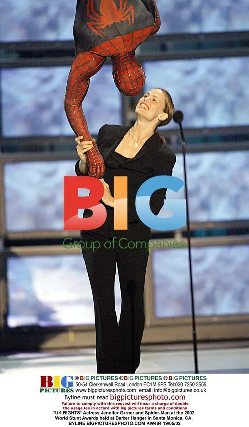 Jennifer Garner and Spider-Man at 2002 World Stunt Awards