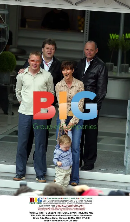 Mika Hakkinen with Wife and Child at Monaco Grand Prix