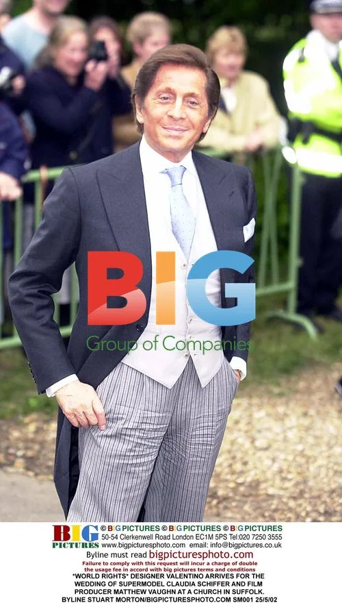 Valentino Arrives for Schiffer-Vaughn Wedding