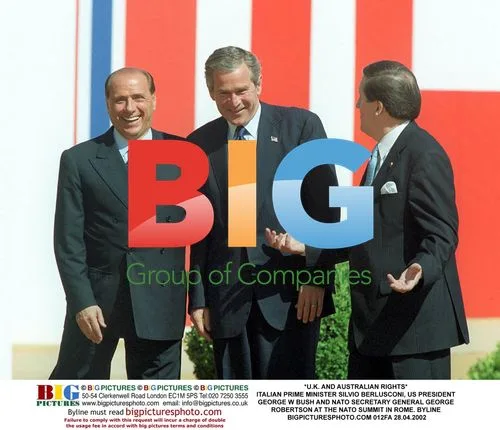 Berlusconi, Bush, and Robertson at NATO Summit