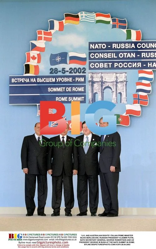 Berlusconi, Putin, Robertson, and Bush at NATO Summit