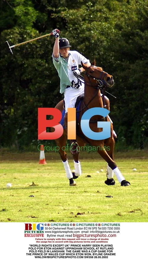 Prince Harry plays polo for Eton against Uppingham