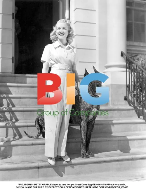 Betty Grable with pet Great Dane
