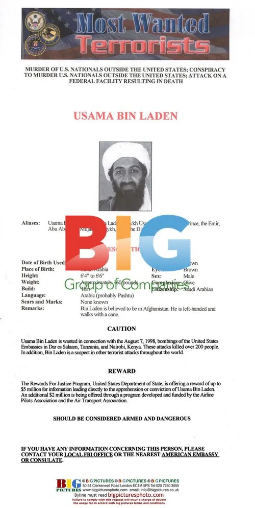 Osama Bin Laden "Most Wanted" Poster