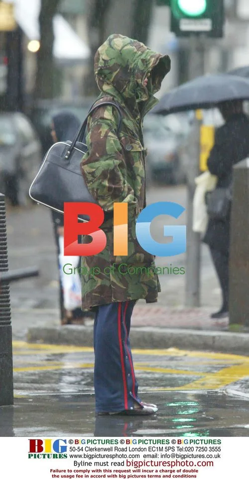 Billie Piper in the rain, London