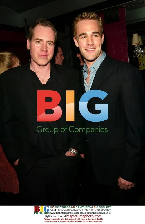 Bret Easton Ellis and James Van Der Beek at "The Rules Of Attraction" premiere