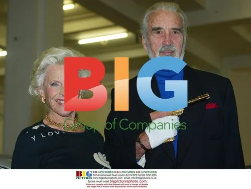 Honor Blackman and Christopher Lee at James Bond Exhibit