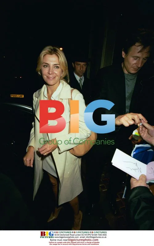 Liam Neeson and Natasha Richardson leaving The Ivy in London