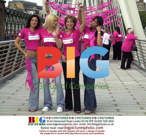 Celebrities on Hungerford Bridge for Breast Cancer Awareness