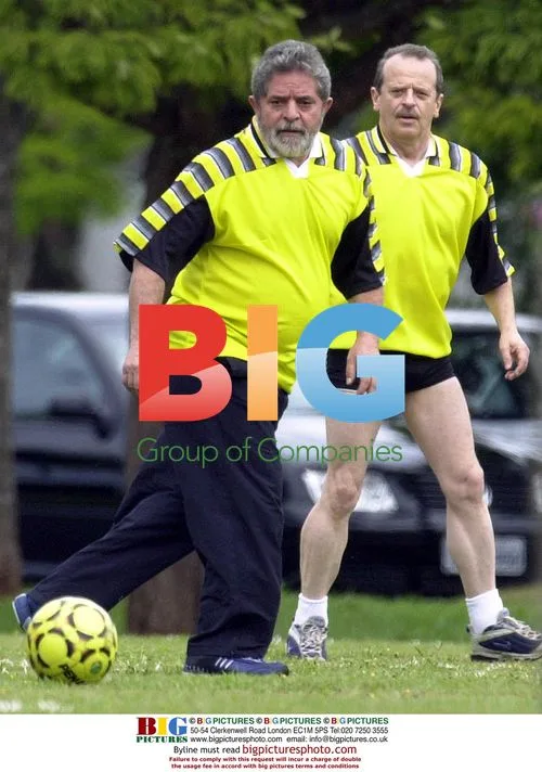Lula da Silva plays soccer with minister