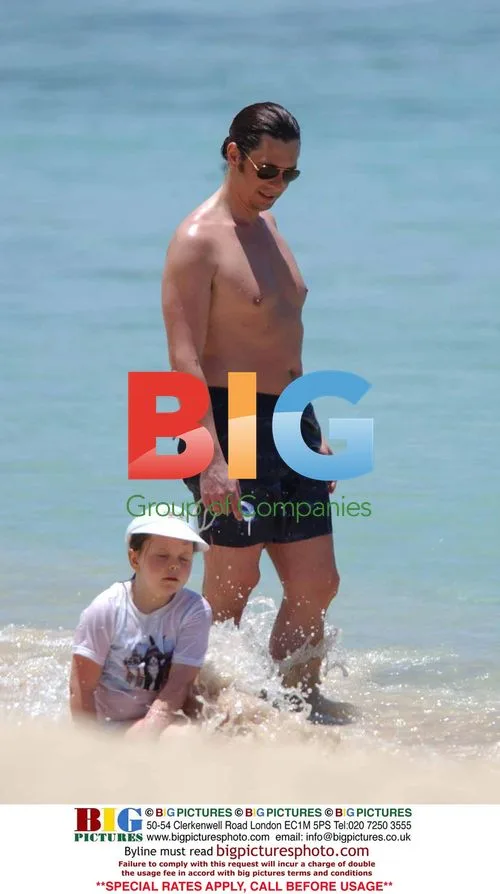Laurence Llewelyn Bowen and Family at Beach in Barbados