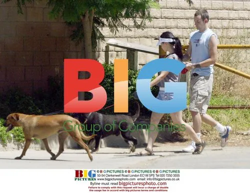 Lucy Liu walks dogs with boyfriend